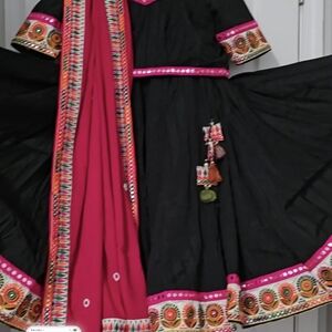Bombay Black and Pink Lehenga with Colorful Embroidery